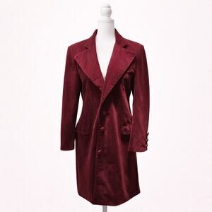Burgundy Corduroy Velvet S Long Coat Statement Dramatic Gothic Victorian Cosplay